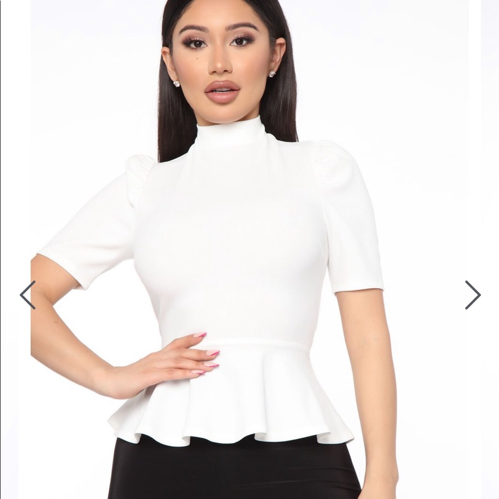 White Fashion Nova Peplum Top
